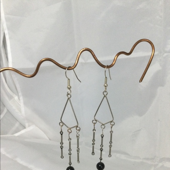 Vintage Silver & Black Elegant Dangle Wires - Picture 8 of 9